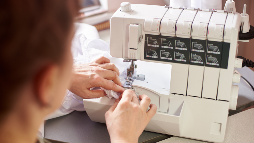 Photo of a person using a serger machine